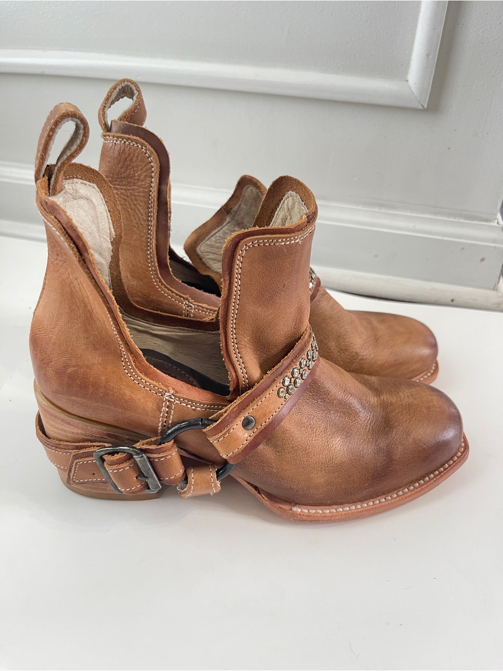 Freebird by Steven Dusty Camel Leather Boots – Square Toe, Size 9 Western Boho - Picture 4 of 9